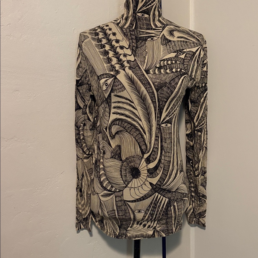 Dries Van Noten Black and Cream Patterned Garment